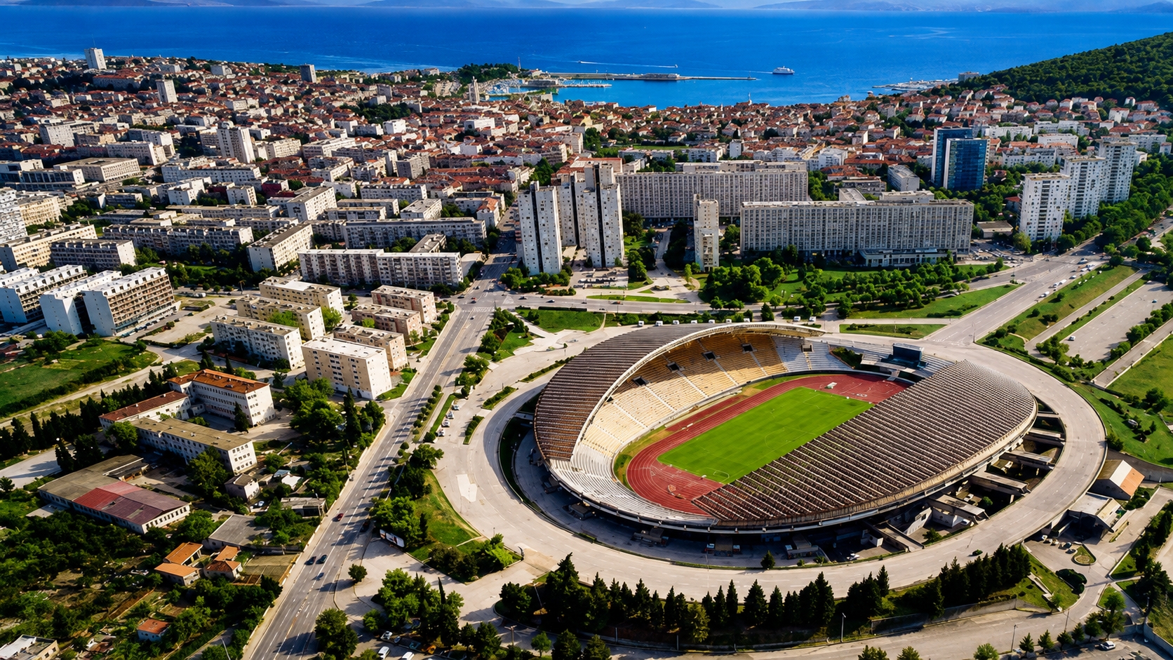 Lo stadio Poljud, casa dell'HNK Hajduk Spalato